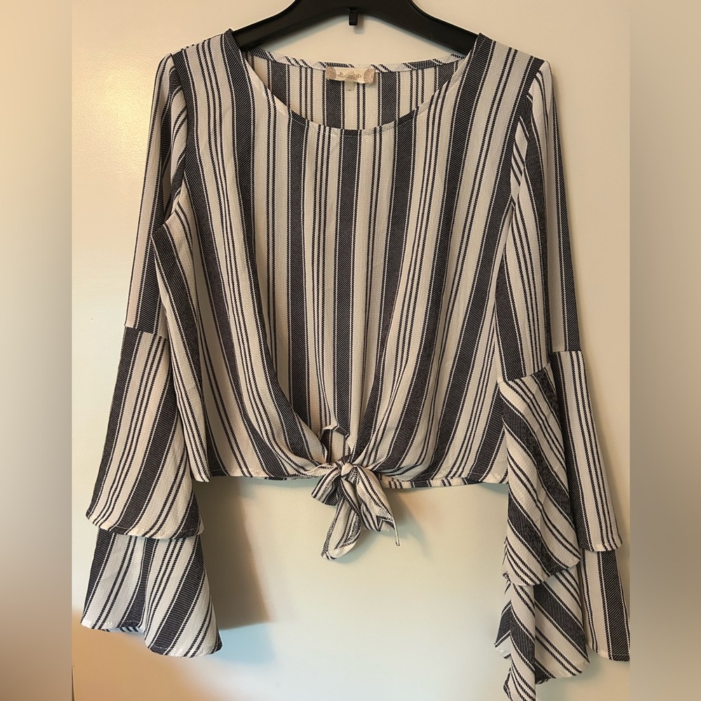 Altar'd State Black and White Striped Blouse